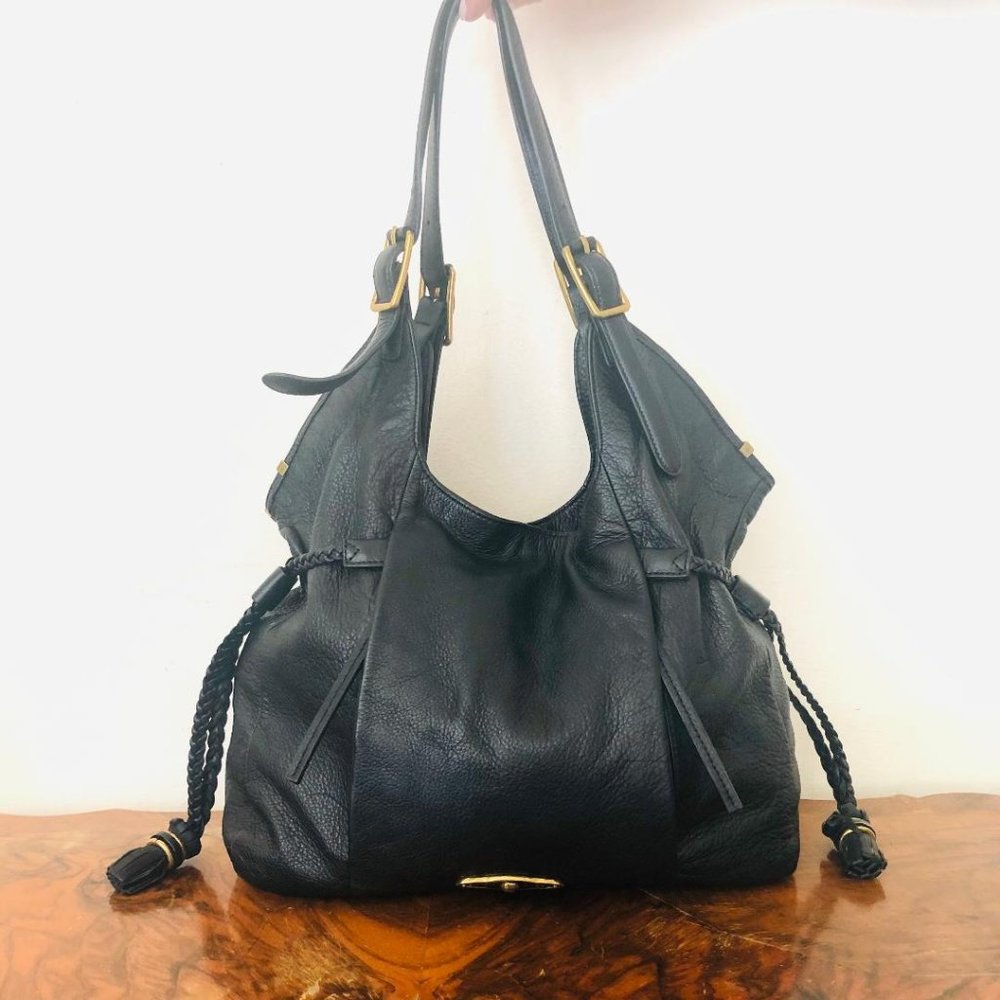 ELLIOT LUCCA Black Leather Tote Shoulder Bag